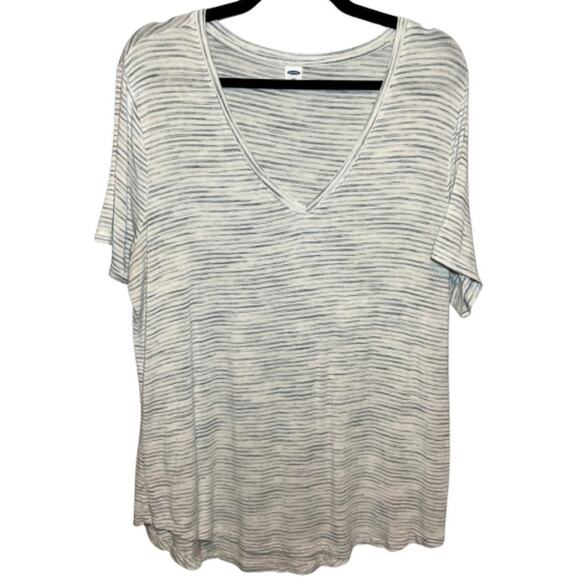 Old Navy Striped V-Neck Basic T-Shirt, L - Picture 2 of 6